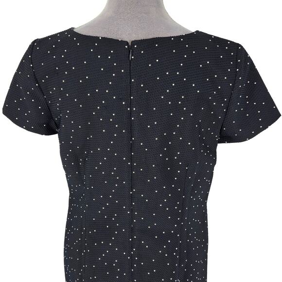 Ann Taylor Dress Womens 10 Navy Blue Polka Dot Silk Blend Lined Career New - Picture 10 of 14